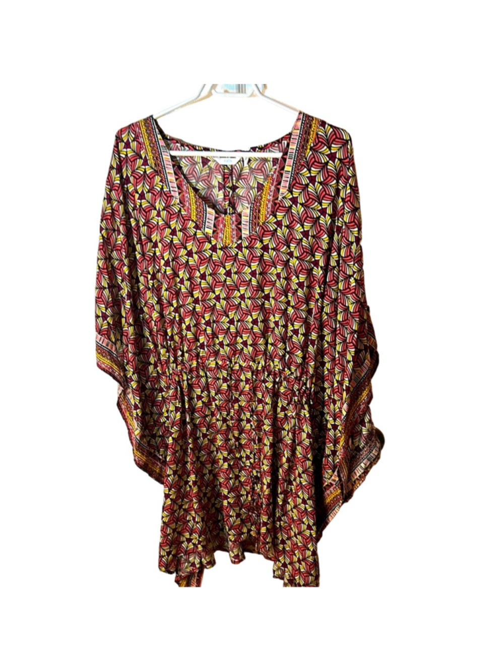 la vie en rose swim, geometric viscose kaftan size L/XL
